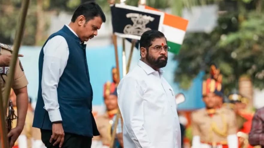 Shiv Sena (UBT) chief Uddhav Thackeray with party leader Sanjay Raut during a press conference after the results of the Maharashtra Assembly elections, in Mumbai, Nov 23.