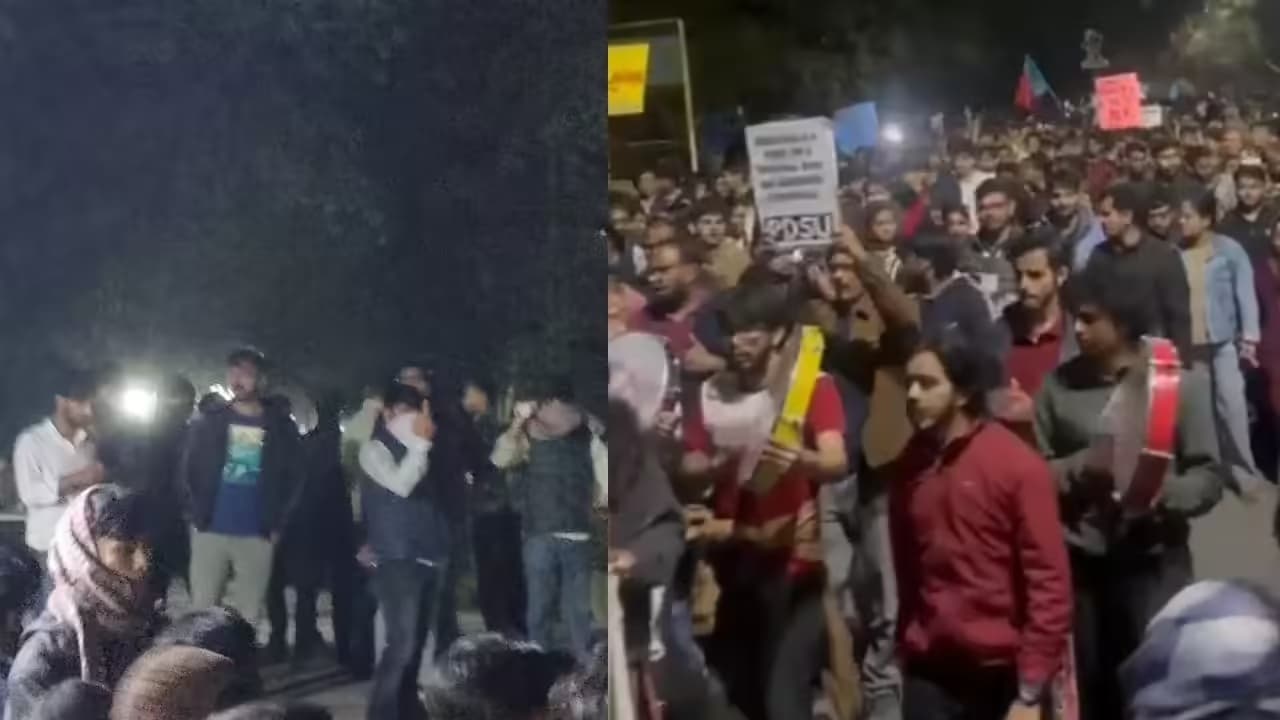 JNU campus tense after late-night protest march turns violent